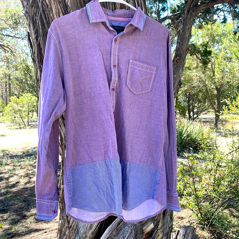 Smash Men’s Button Down Casual Shirt Size Large purple and blue 2 toned